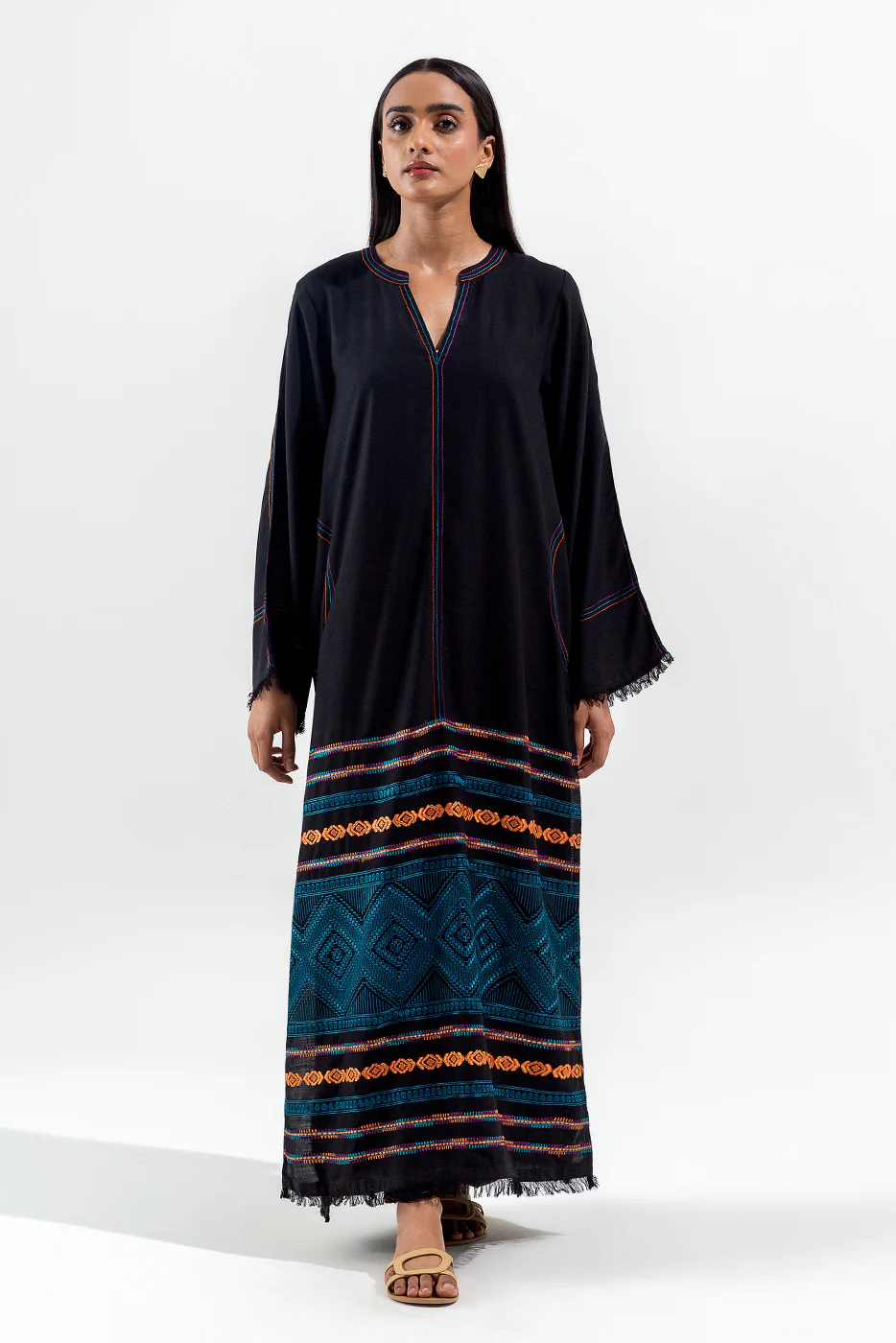 2 PIECE EMBROIDERED VISCOSE SUIT (PRET) - Image 2