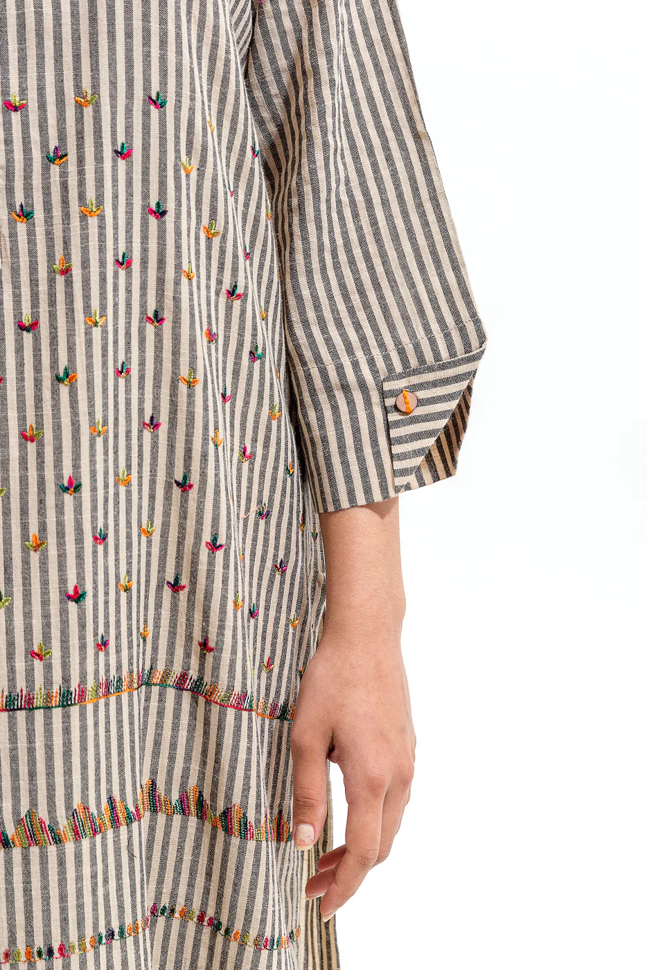 EMBROIDERED YARN DYED SHIRT (PRET) - Image 3