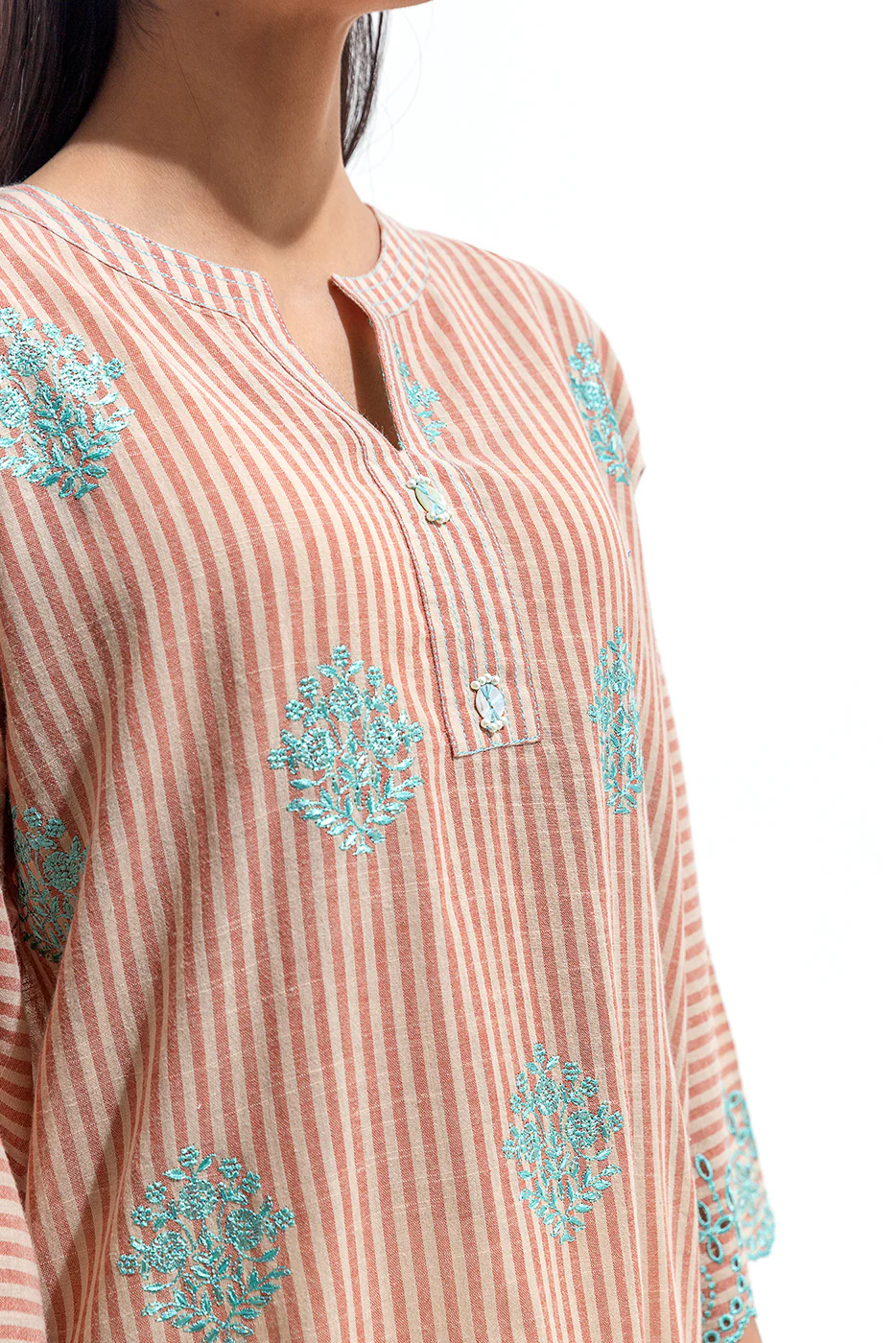 EMBROIDERED YARN DYED SHIRT (PRET) - Image 3