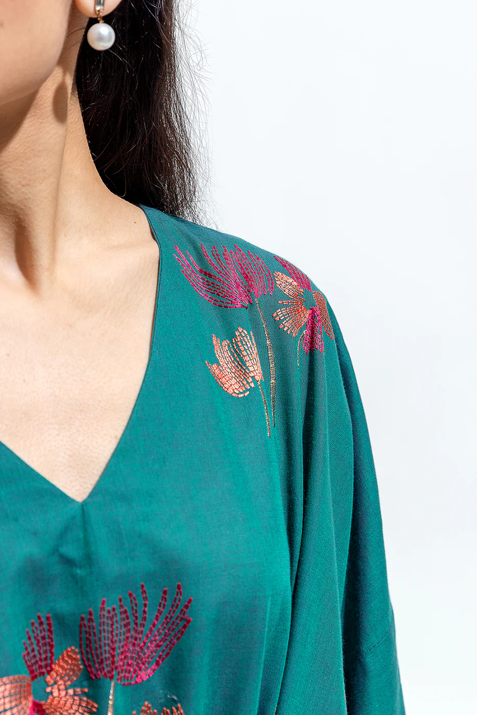 EMBROIDERED CHAMBREY SHIRT (PRET) - Image 2