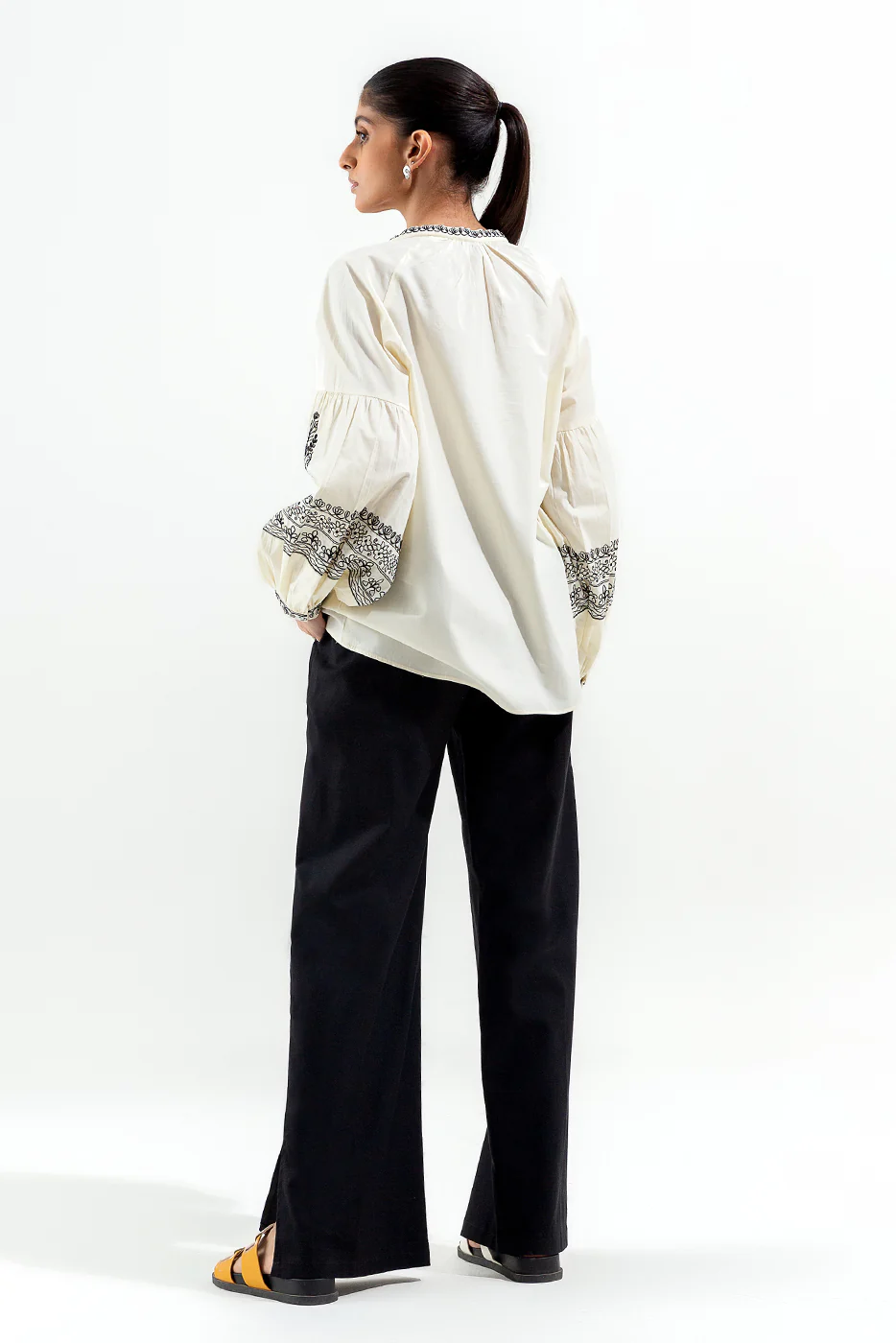 EMBROIDERED BOHO BAND COLLAR SHIRT - Image 4
