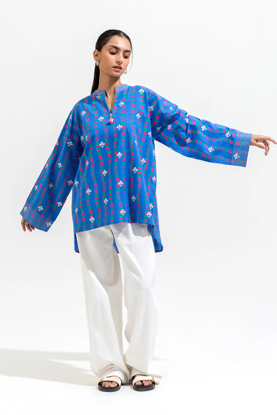 EMBROIDERED JACQUARD SHIRT (PRET) - Image 3