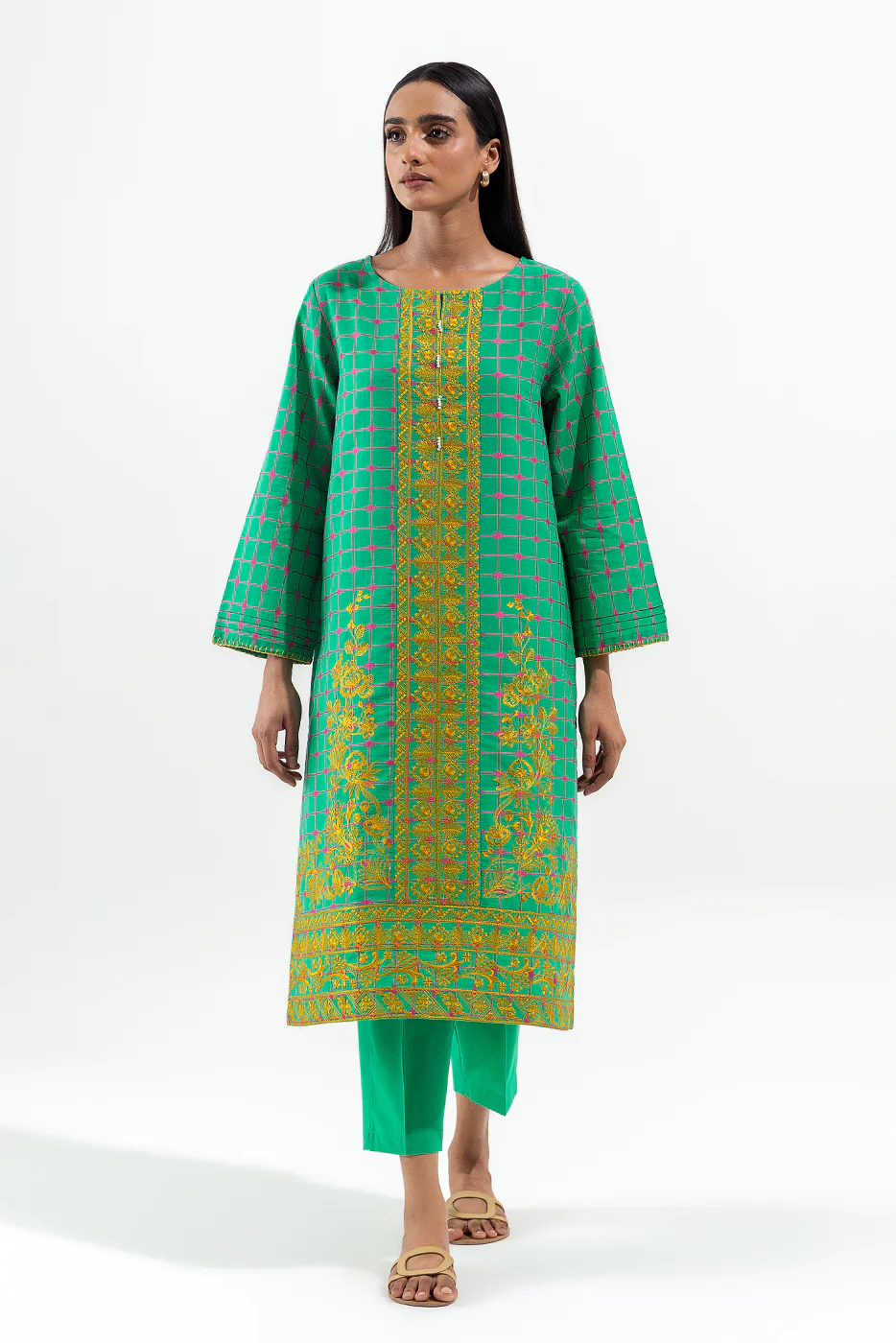 2 PIECE EMBROIDERED YARN DYED SUIT (PRET) - Image 2