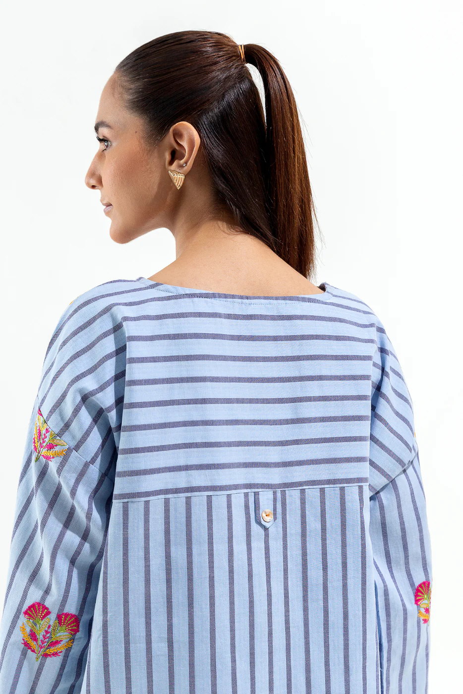 EMBROIDERED YARN DYED SHIRT (PRET) - Image 4