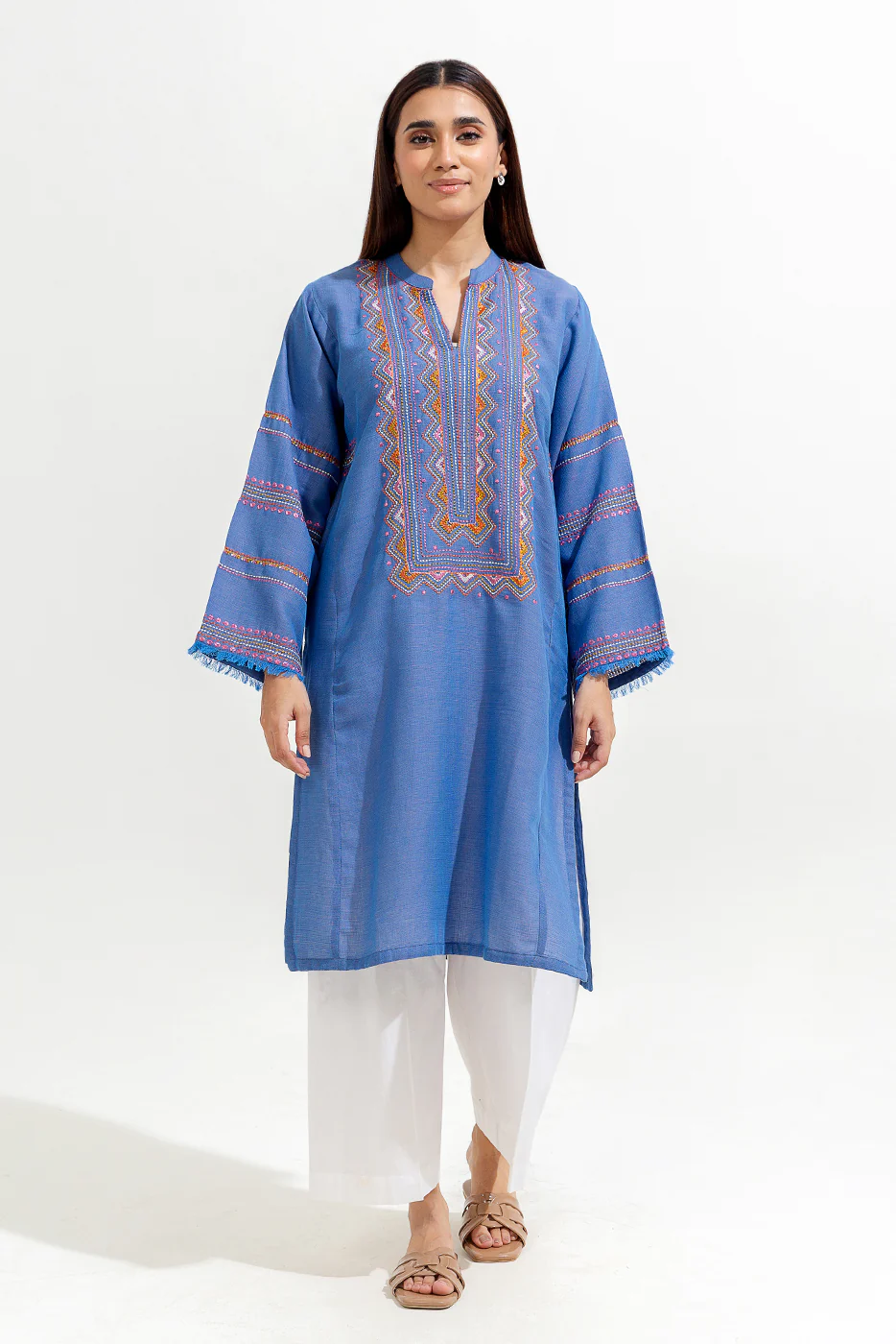 EMBROIDERED YARN DYED SHIRT (PRET) - Image 4