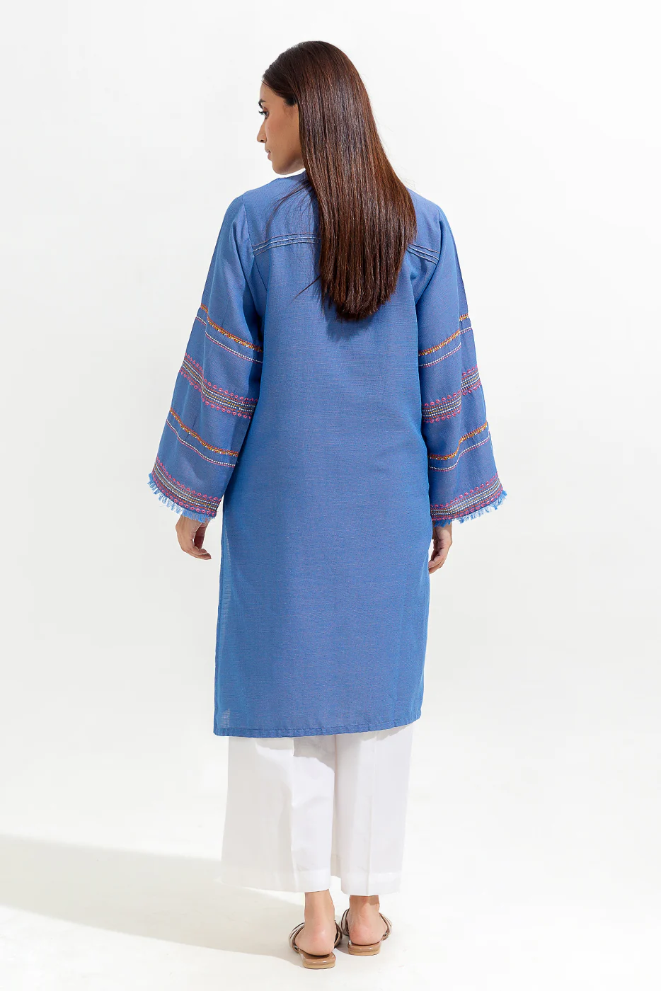 EMBROIDERED YARN DYED SHIRT (PRET) - Image 5