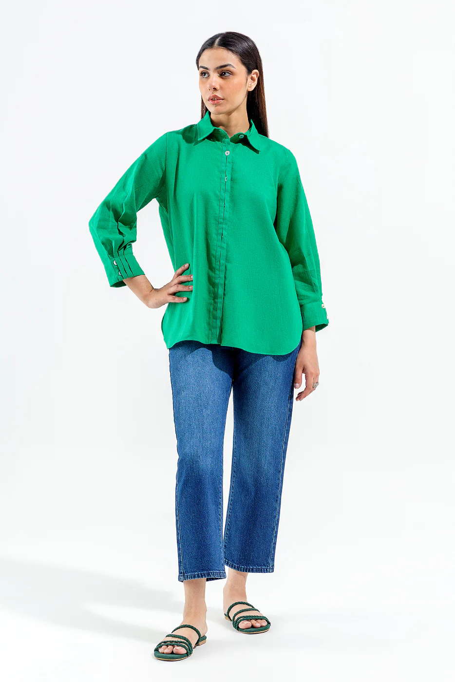 GREEN BUTTON-THROUGH SHIRT - Image 2