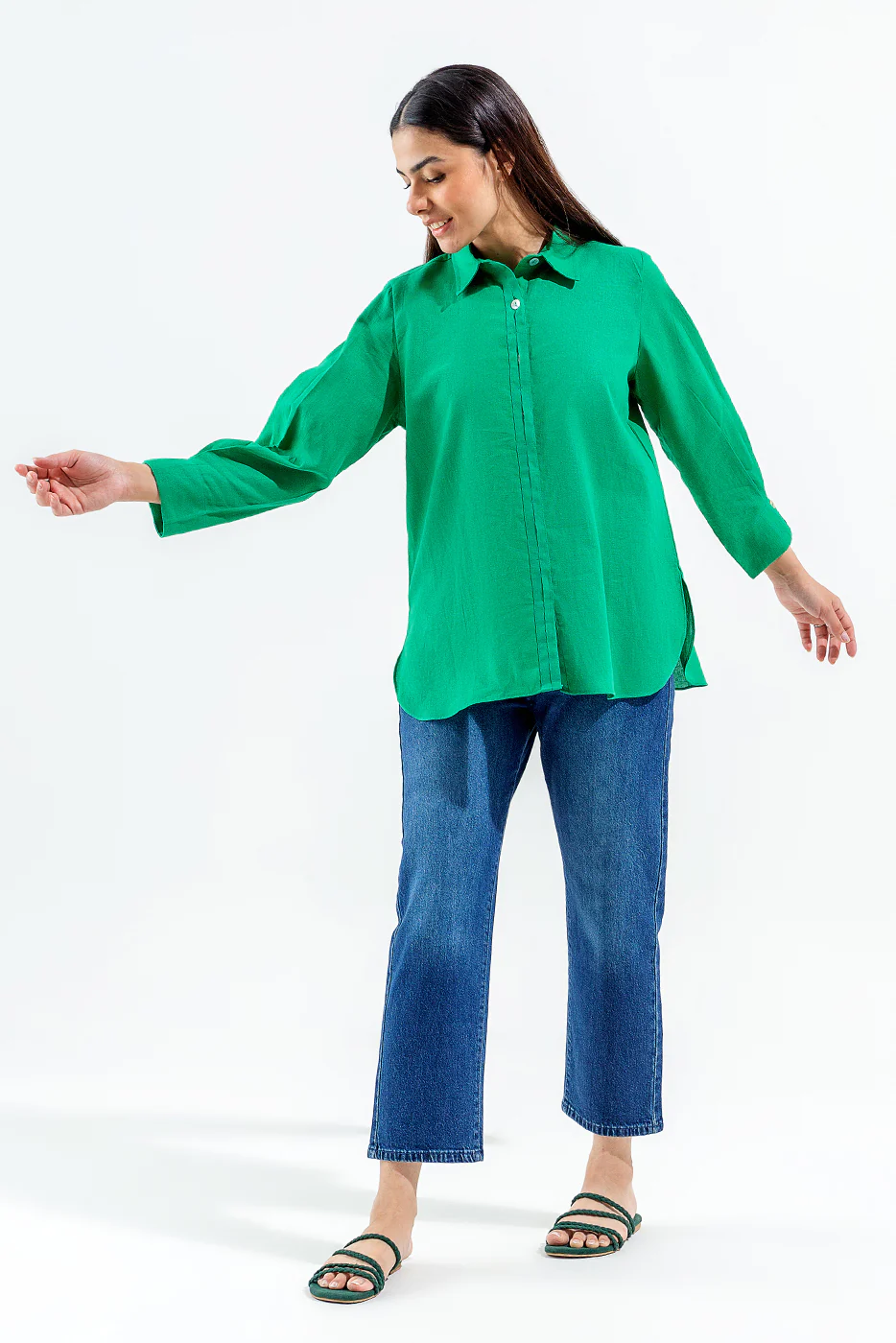 GREEN BUTTON-THROUGH SHIRT - Image 3