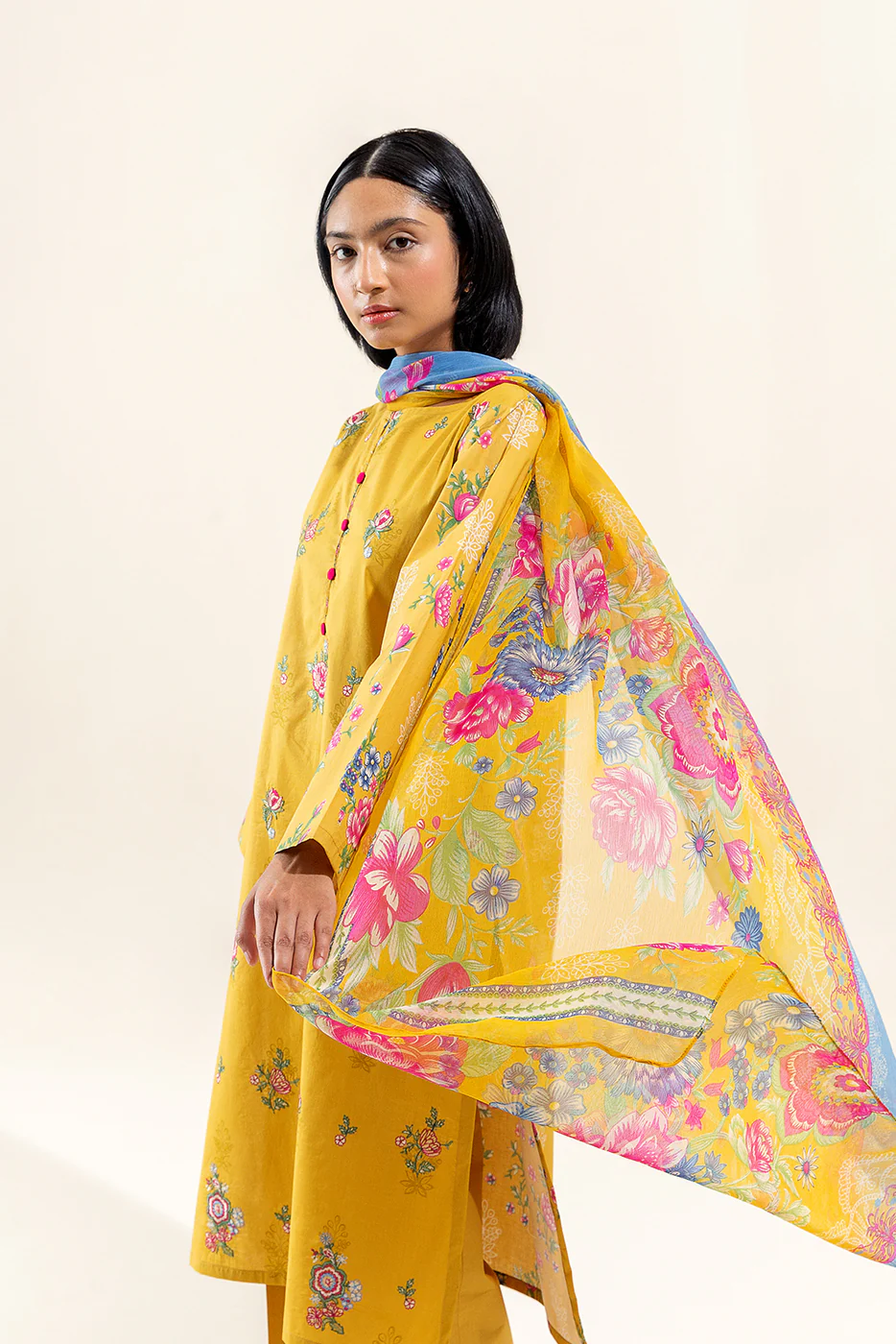 2 PIECE EMBROIDERED LAWN SUIT-FLAXEN BURST (UNSTITCHED) - Image 2