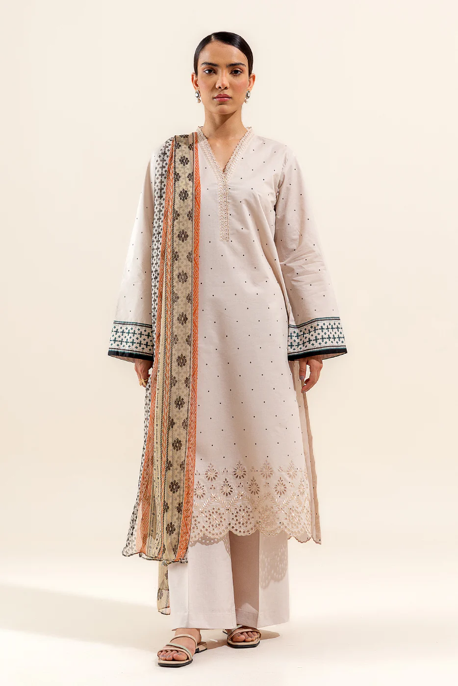 2 PIECE EMBROIDERED LAWN SUIT-MOCHA FROST (UNSTITCHED) - Image 2