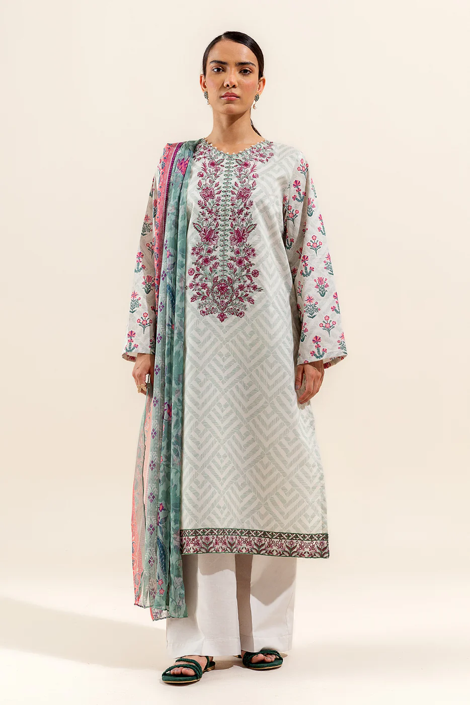 2 PIECE EMBROIDERED LAWN SUIT-PRIMROSE ASH (UNSTITCHED) - Image 2
