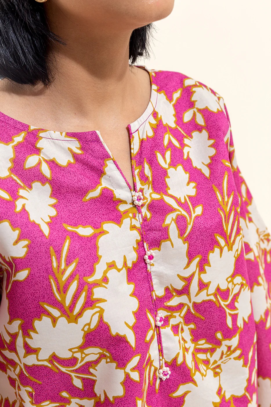 2 PIECE PRINTED LAWN SUIT-WILD ORCHID (UNSTITCHED) - Image 4