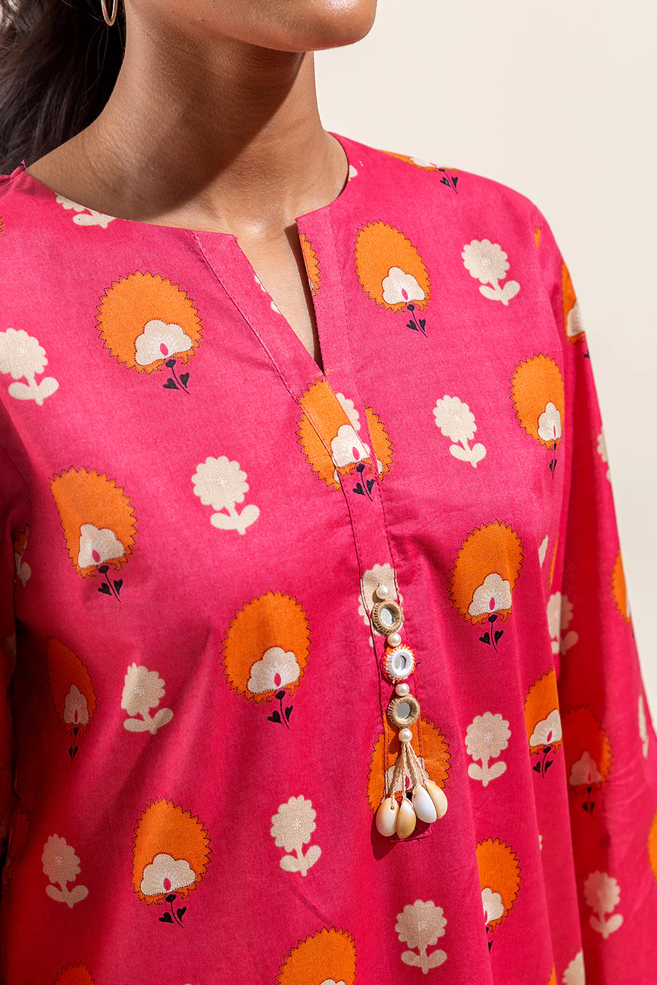 2 PIECE PRINTED SUIT-FUSCHIA MIST (UNSTITCHED) - Image 3