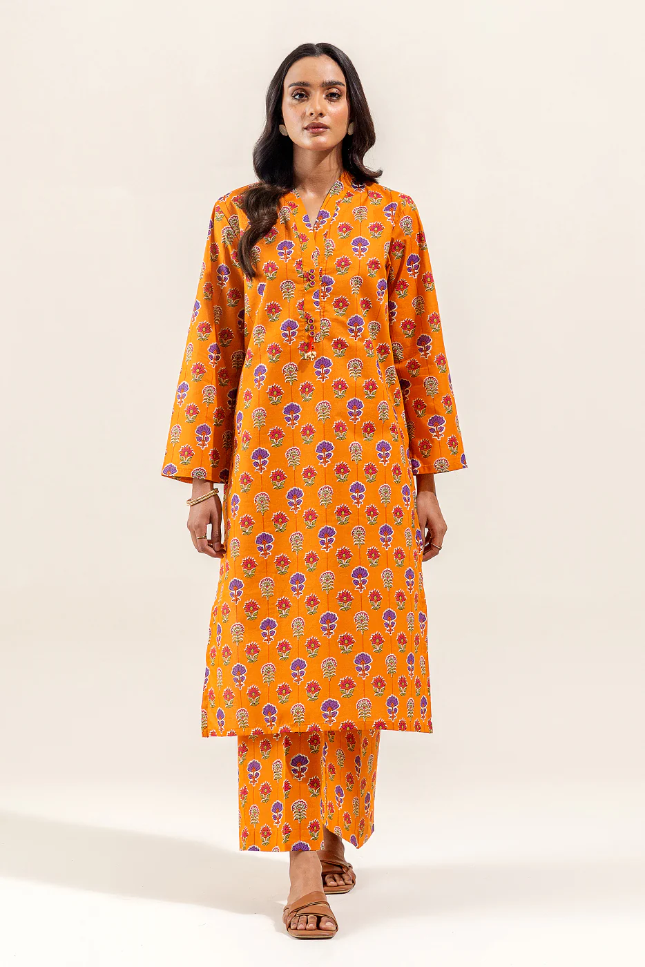 2 PIECE PRINTED SUIT-OCRE BLOOM (UNSTITCHED) - Image 2