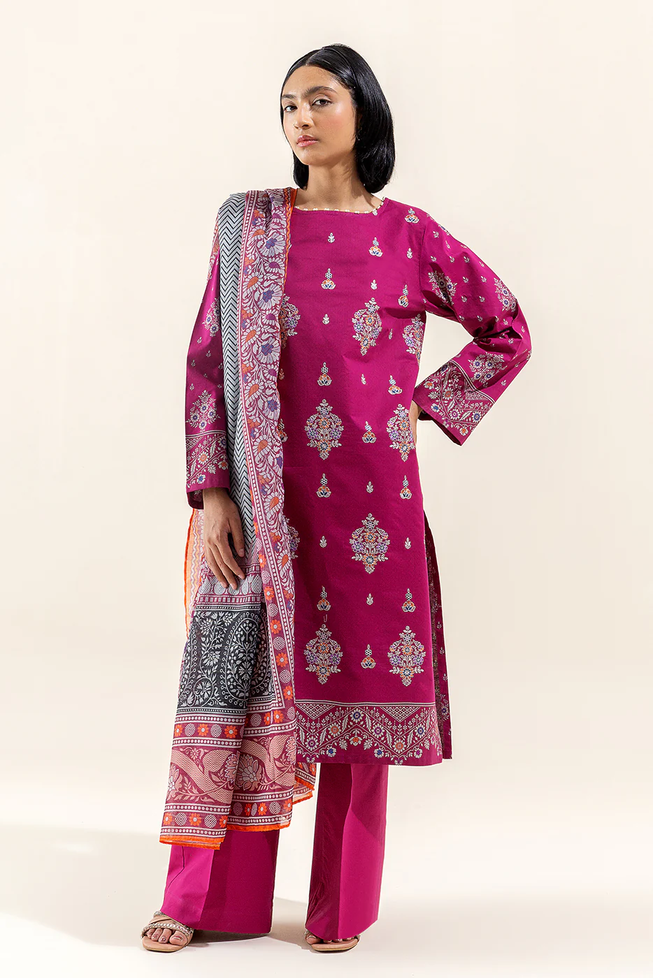 3 PIECE EMBROIDERED LAWN SUIT-MULBERRY ADORN (UNSTITCHED) - Image 2