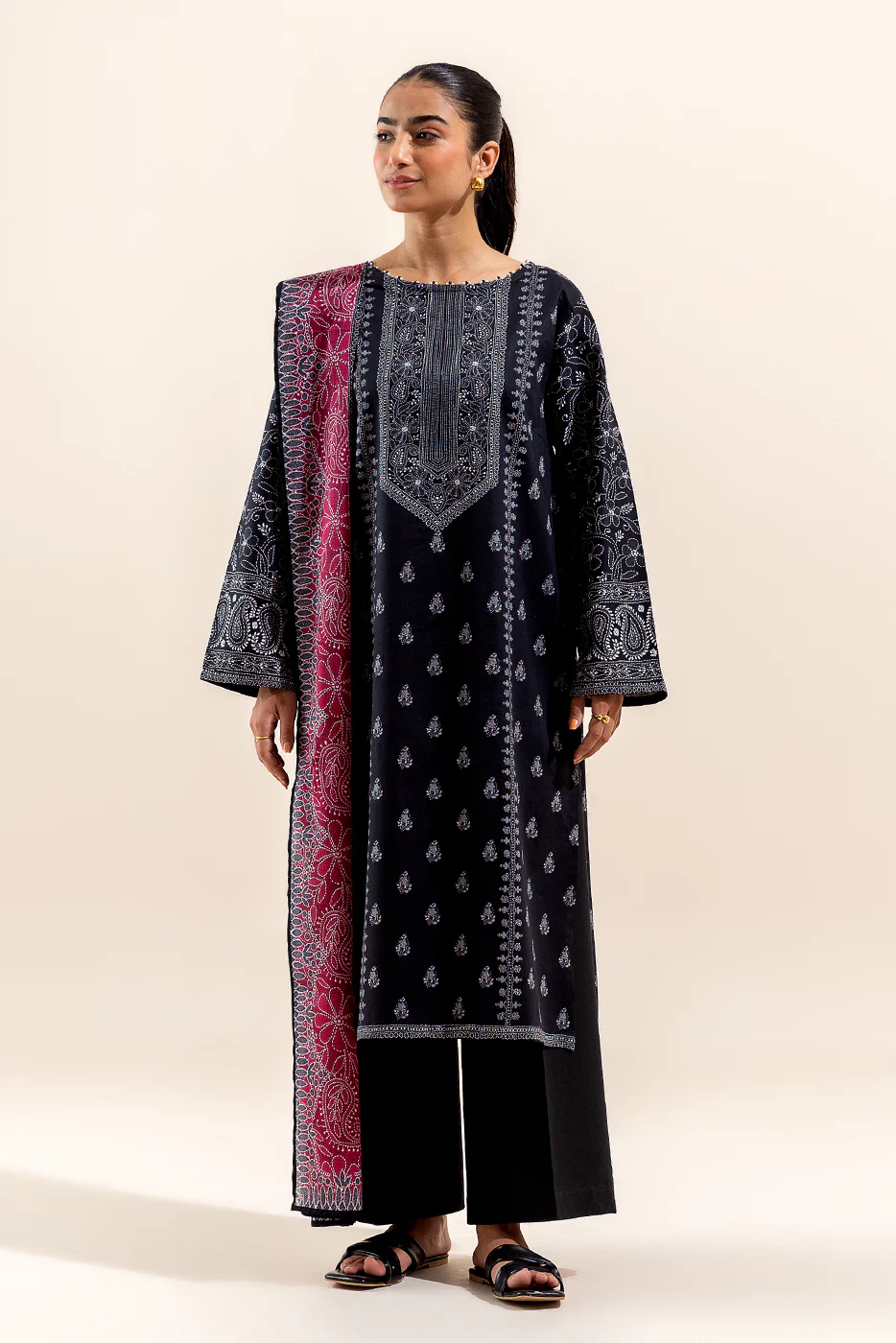 3 PIECE PRINTED LAWN SUIT-SABLE STONE (UNSTITCHED) - Image 2
