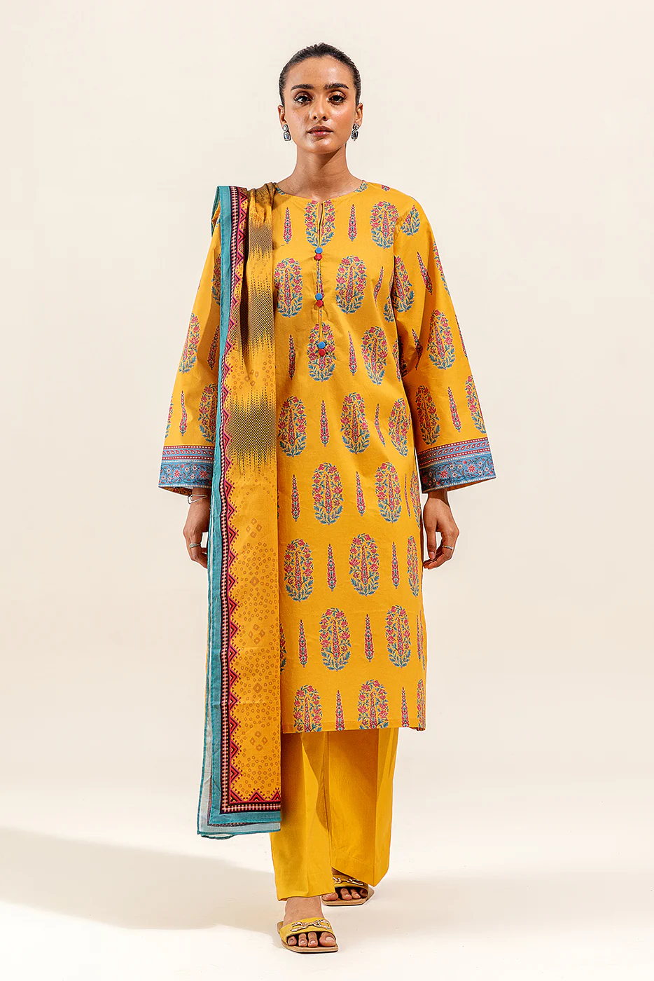 3 PIECE PRINTED SUIT-TRIBAL BLONDE (UNSTITCHED) - Image 2