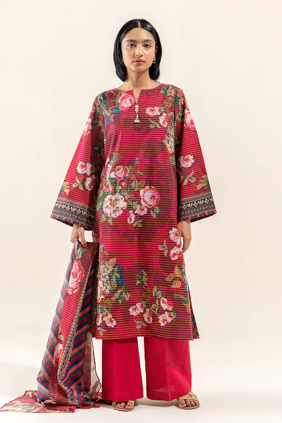 3 PIECE PRINTED LAWN SUIT-ROSETTE WILT (UNSTITCHED) - Image 3
