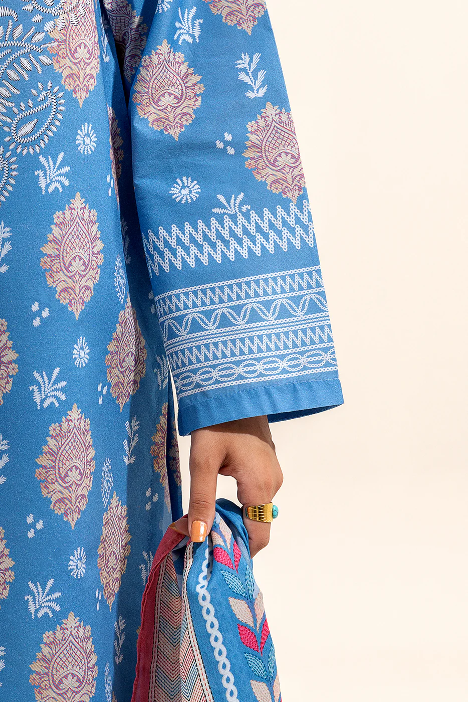 3 PIECE PRINTED LAWN SUIT-CAROLINA TINTS (UNSTITCHED) - Image 6