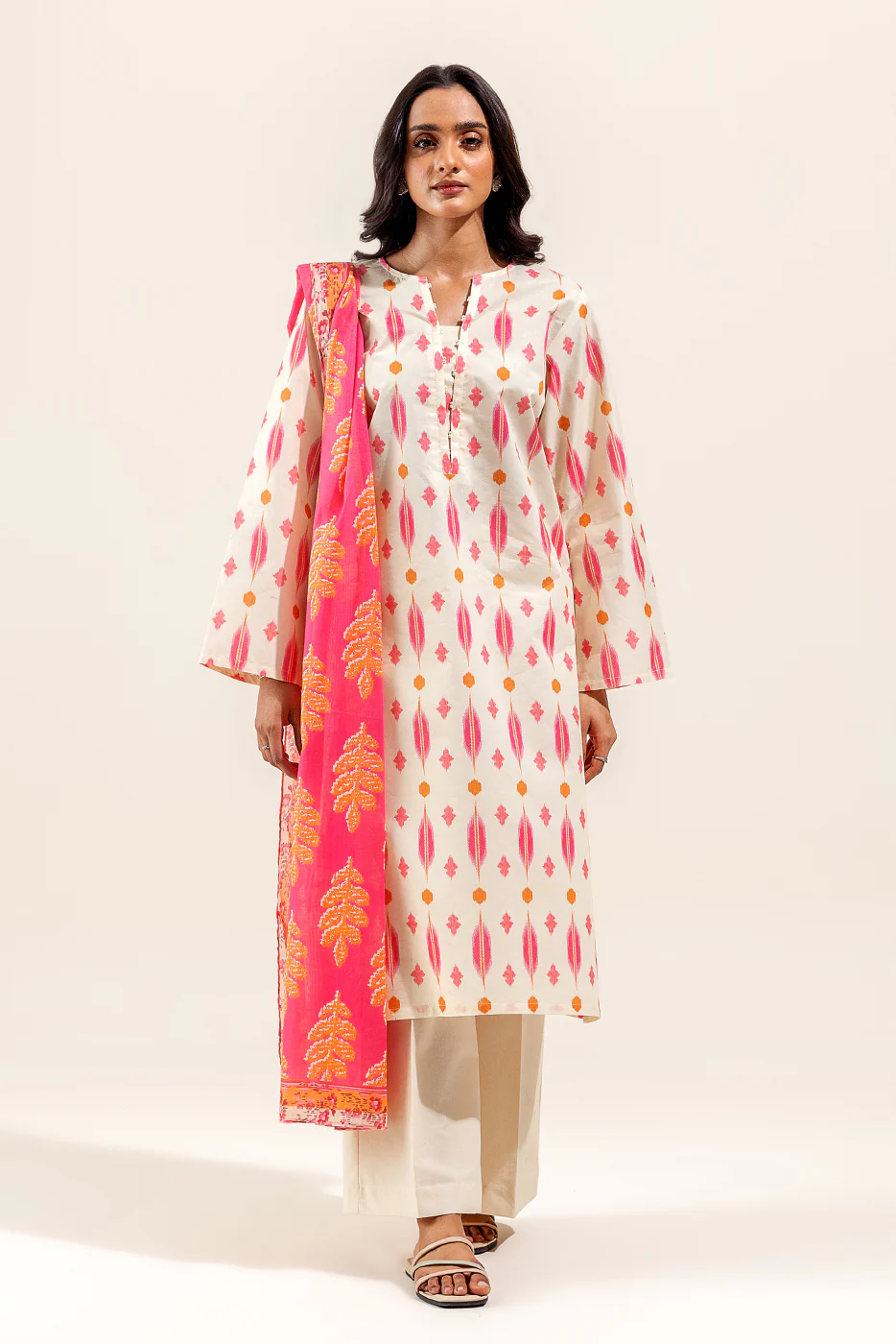 3 PIECE PRINTED SUIT-IKAT PEARL (UNSTITCHED) - Image 2