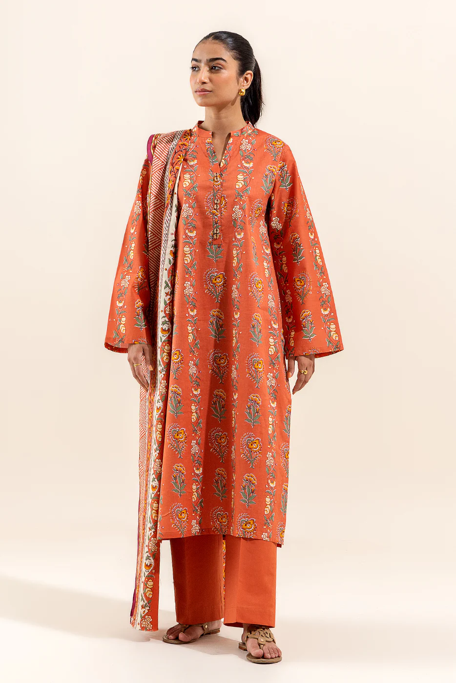 3 PIECE PRINTED LAWN SUIT-SCARLET GLOOM (UNSTITCHED) - Image 2