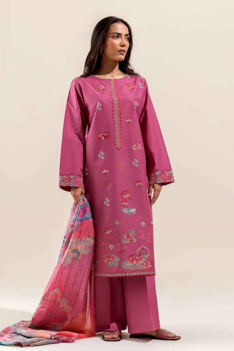 3 PIECE EMBROIDERED LAWN SUIT-LOTUS BLUSH (UNSTITCHED) - Image 3