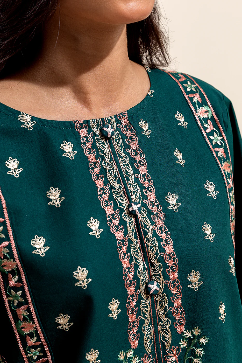 3 PIECE EMBROIDERED LAWN SUIT-OPULENT RUST (UNSTITCHED) - Image 5