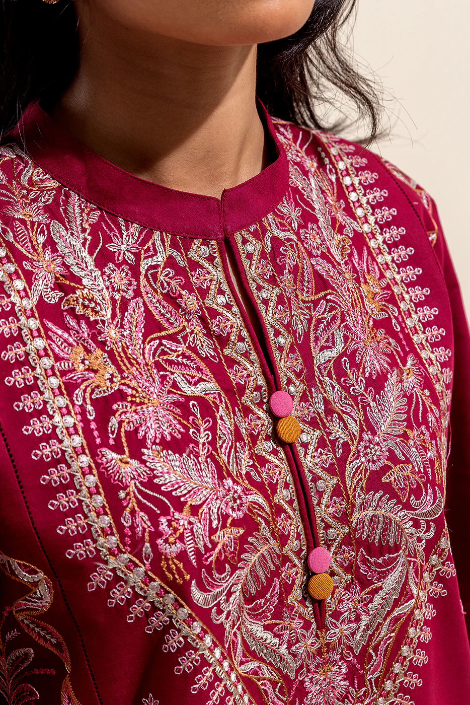 3 PIECE EMBROIDERED LAWN SUIT-CRIMSON HUES (UNSTITCHED) - Image 5