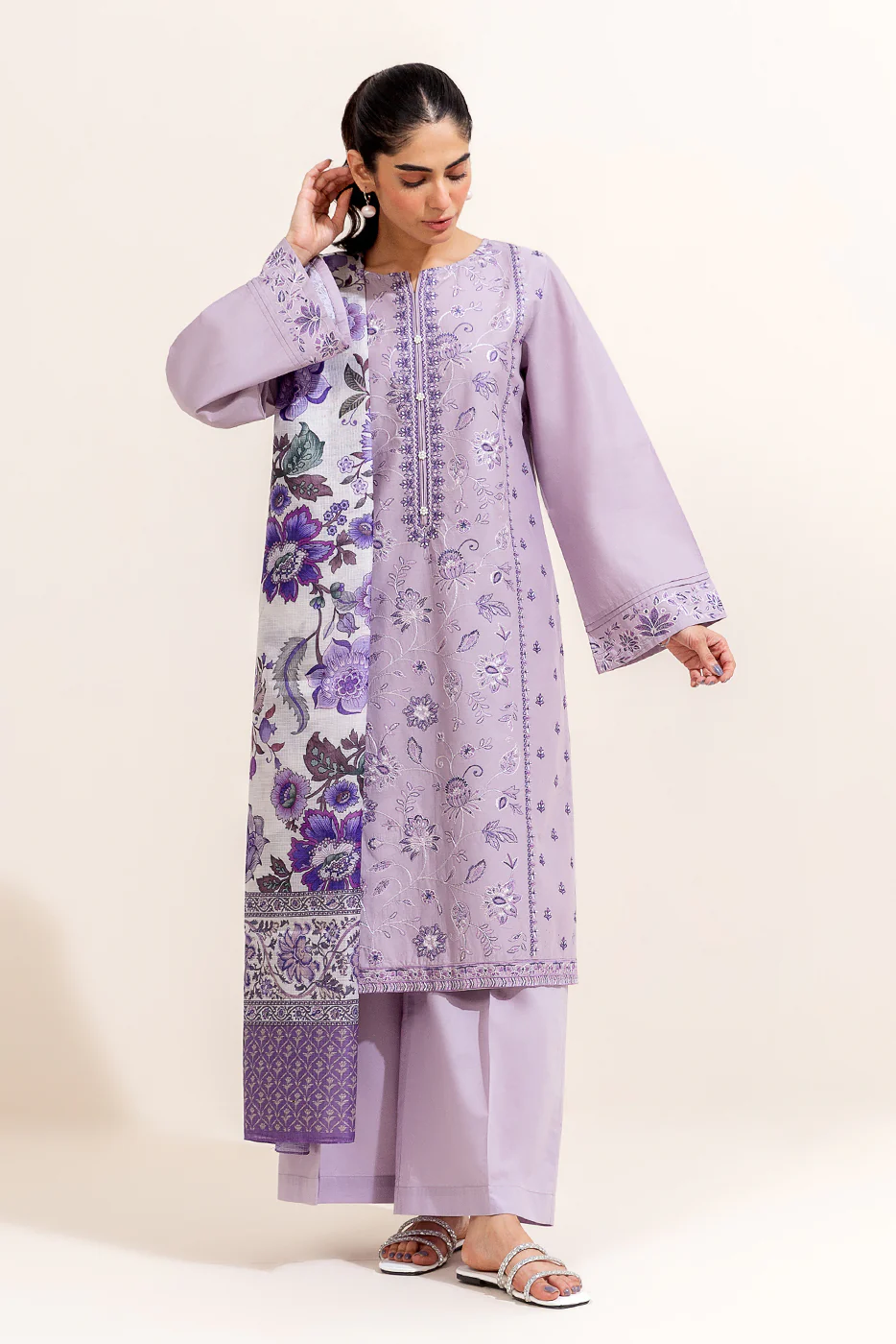 2 PIECE EMBROIDERED LAWN-LILAC LUXURIATE (UNSTITCHED) - Image 2