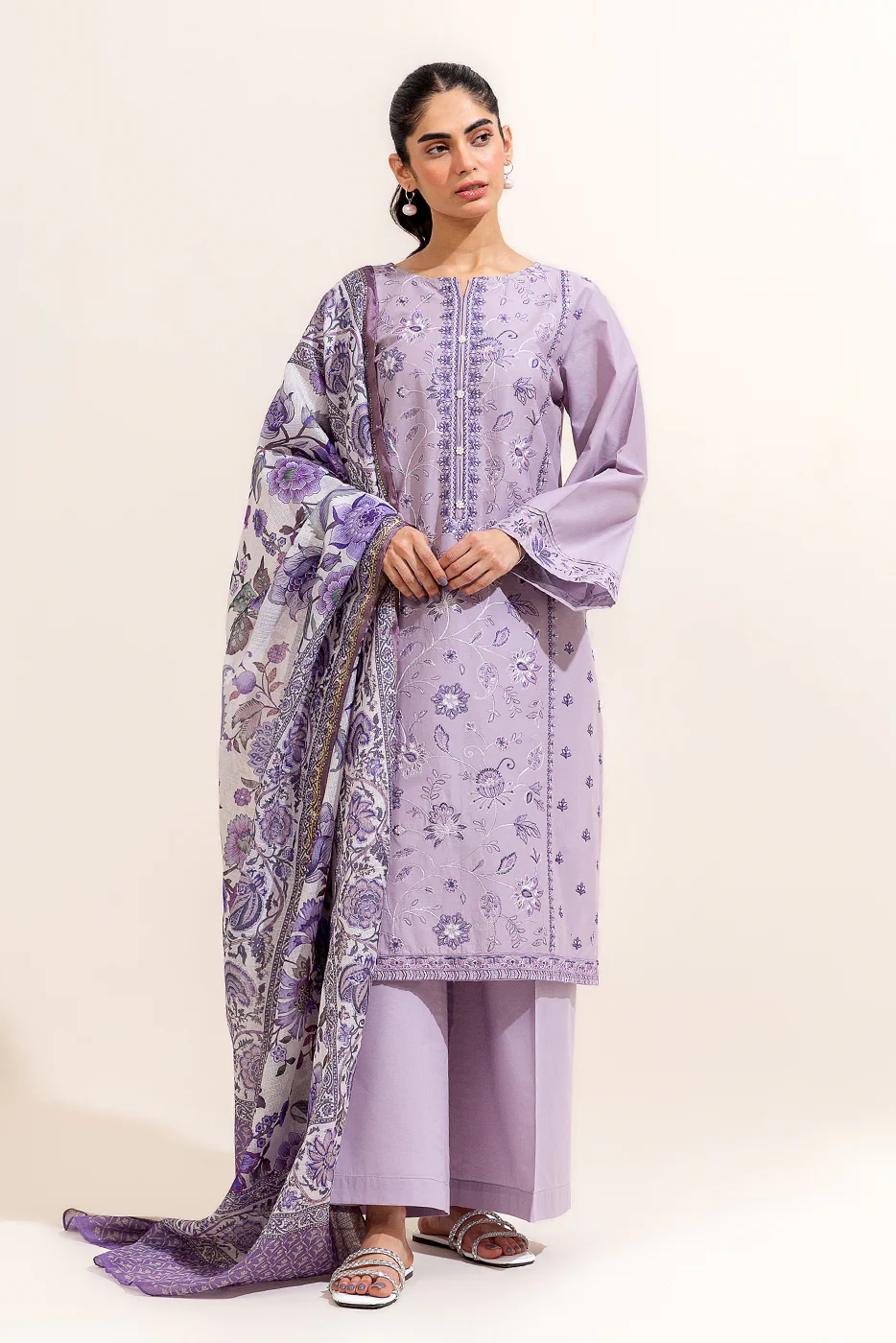 2 PIECE EMBROIDERED LAWN-LILAC LUXURIATE (UNSTITCHED) - Image 3