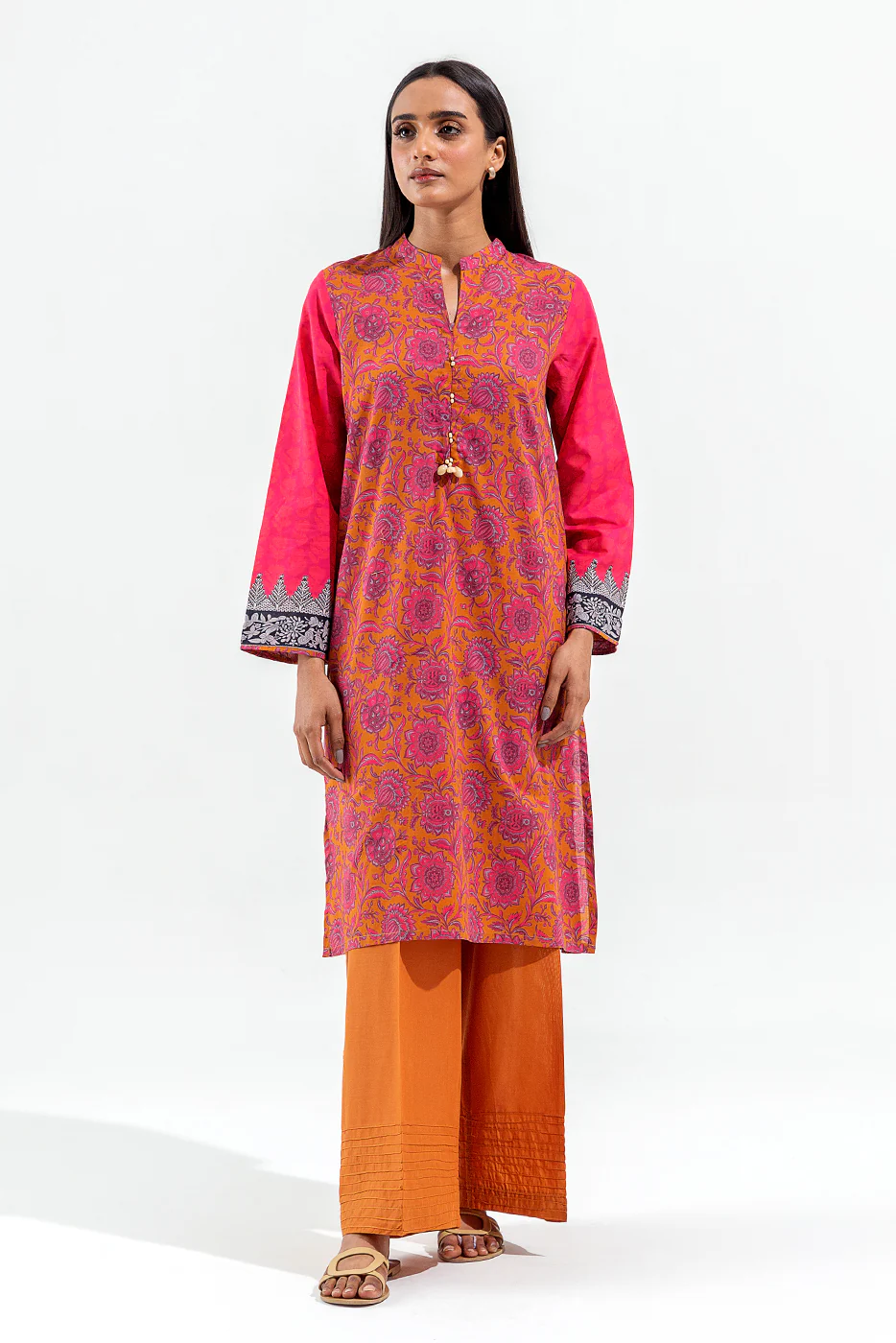 2 PIECE PRINTED CAMBRIC SUIT (PRET) - Image 5