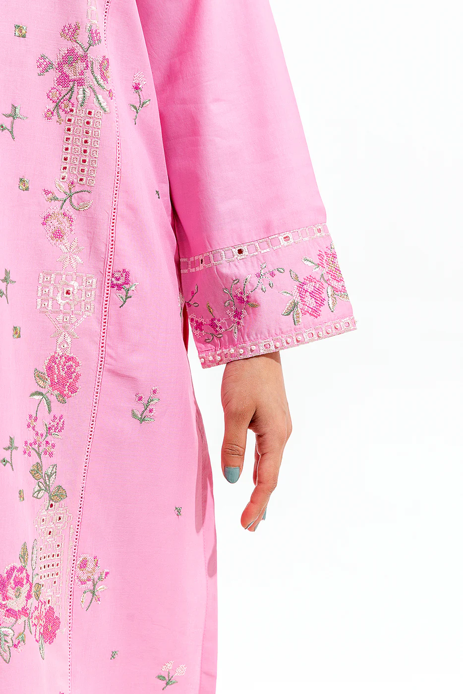 2 PIECE EMBROIDERED COTTON SUIT (PRET) - Image 2