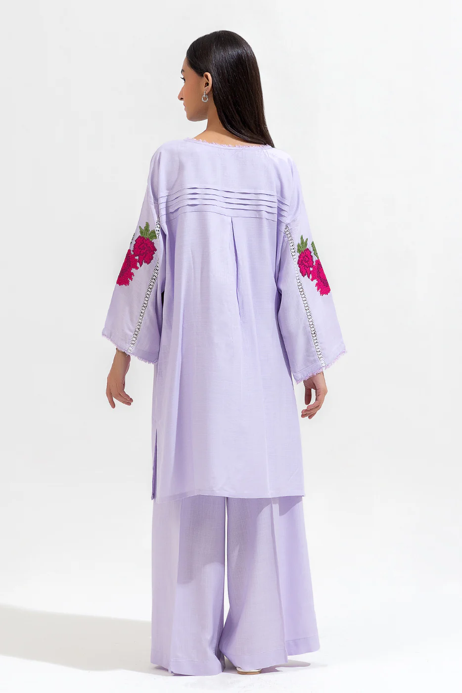2 PIECE EMBROIDERED VISCOSE SUIT (PRET) - Image 4