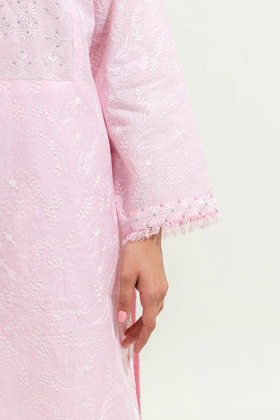2 PIECE EMBROIDERED SLUB SUIT (LUXURY-PRET) - Image 5
