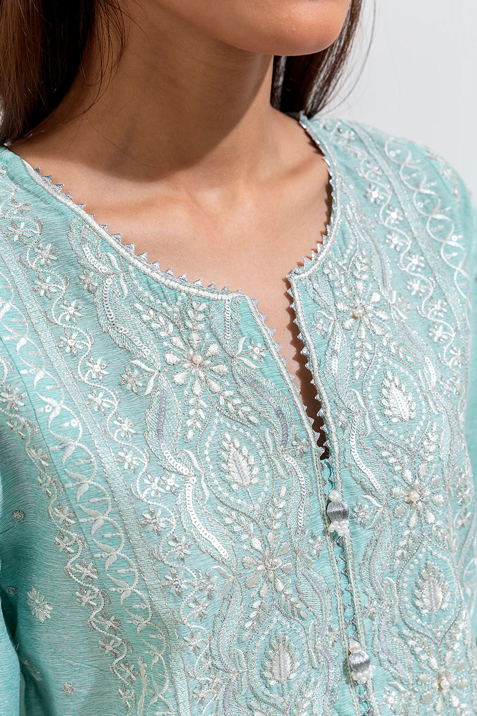 2 PIECE EMBROIDERED CHIKENKARI SUIT (LUXURY-PRET) - Image 4
