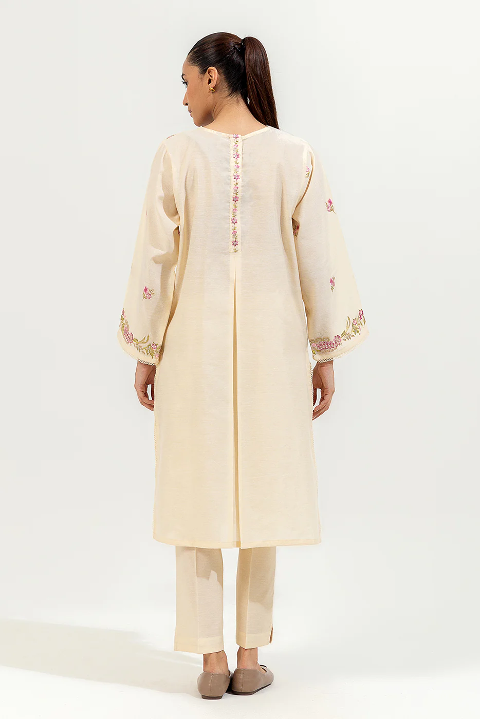 2 PIECE EMBROIDERED FANCY SLUB SUIT (LUXURY-PRET) - Image 3