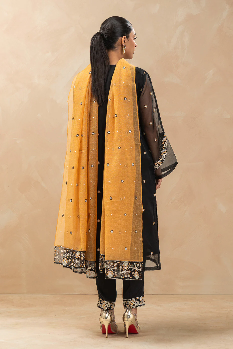 3 PIECE EMBROIDERED ORGANZA SUIT (LUXURY-PRET) - Image 6