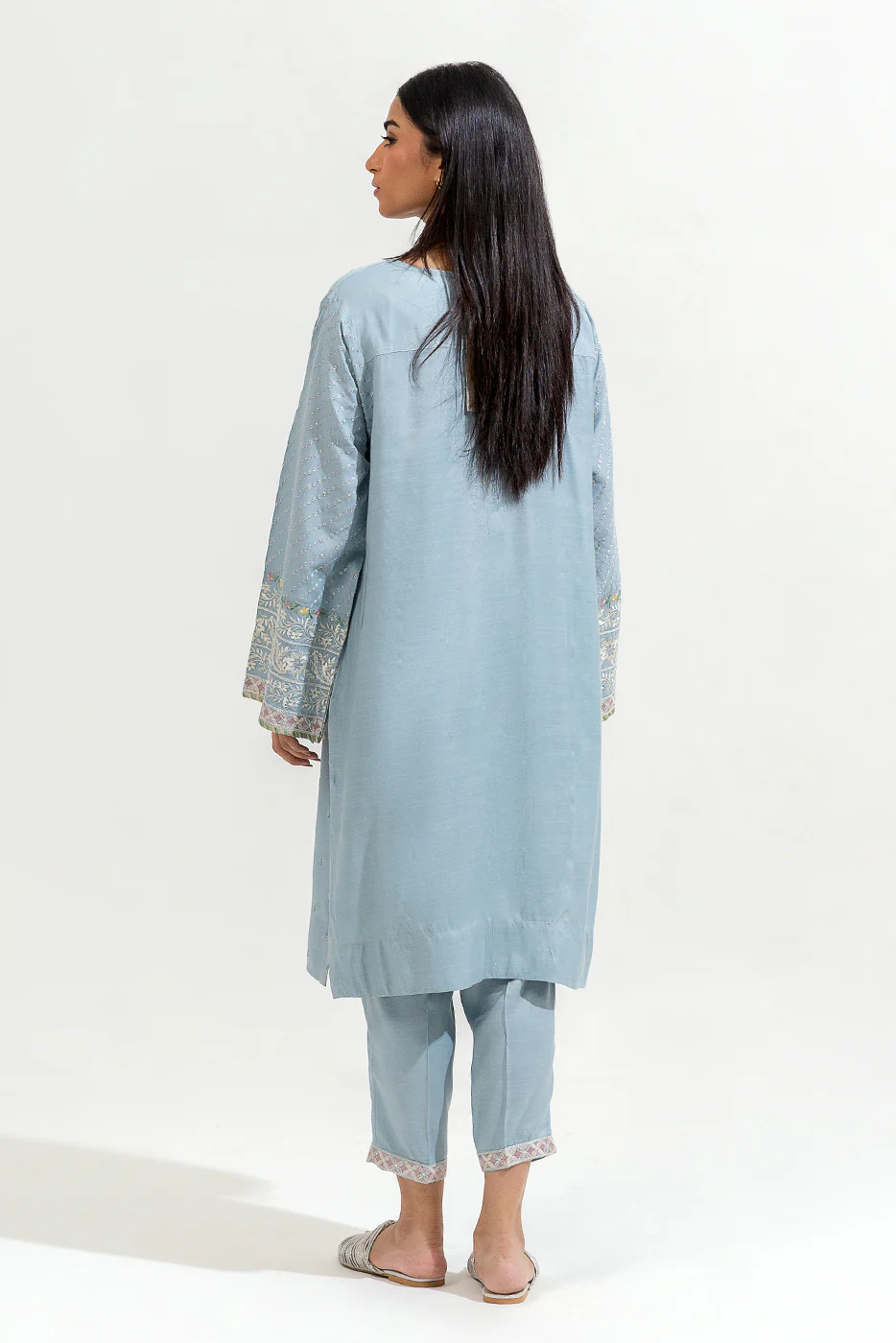 2 PIECE EMBROIDERED SLUB SUIT (LUXURY-PRET) - Image 3