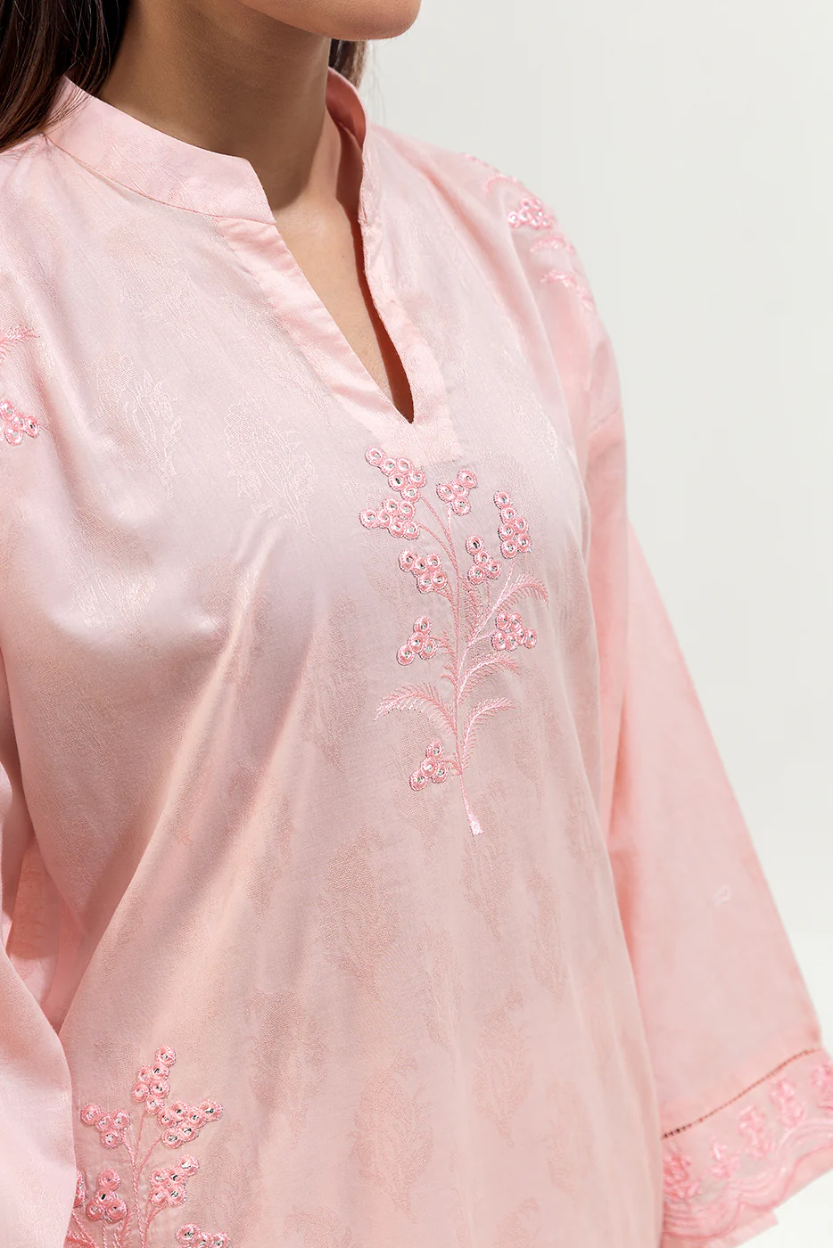 EMBROIDERED JACQUARD SHIRT (PRET) - Image 4