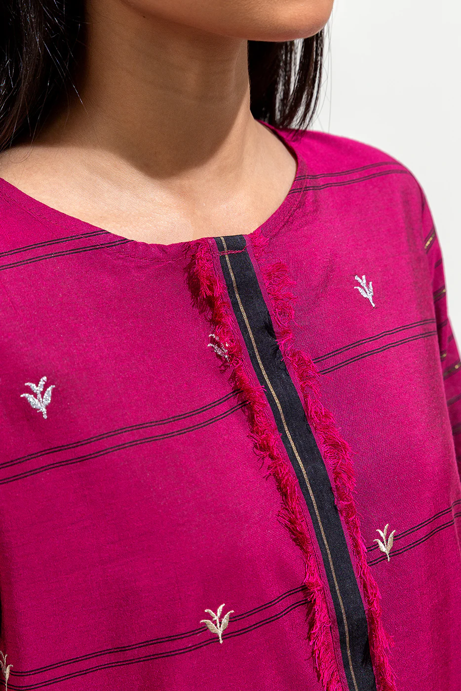 3 PIECE EMBROIDERED YARN DYED SUIT (LUXURY-PRET) - Image 4