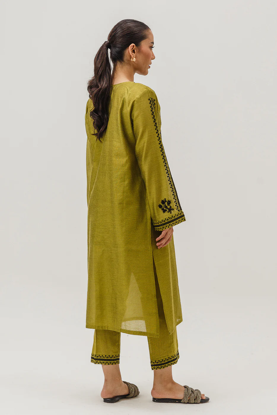 2 PIECE EMBROIDERED TWO TONE SUIT (LUXURY-PRET) - Image 3