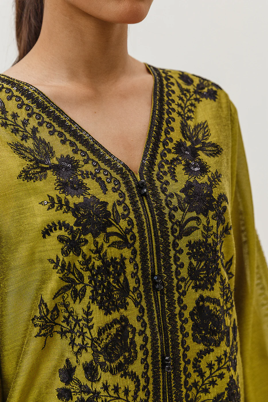 2 PIECE EMBROIDERED TWO TONE SUIT (LUXURY-PRET) - Image 4