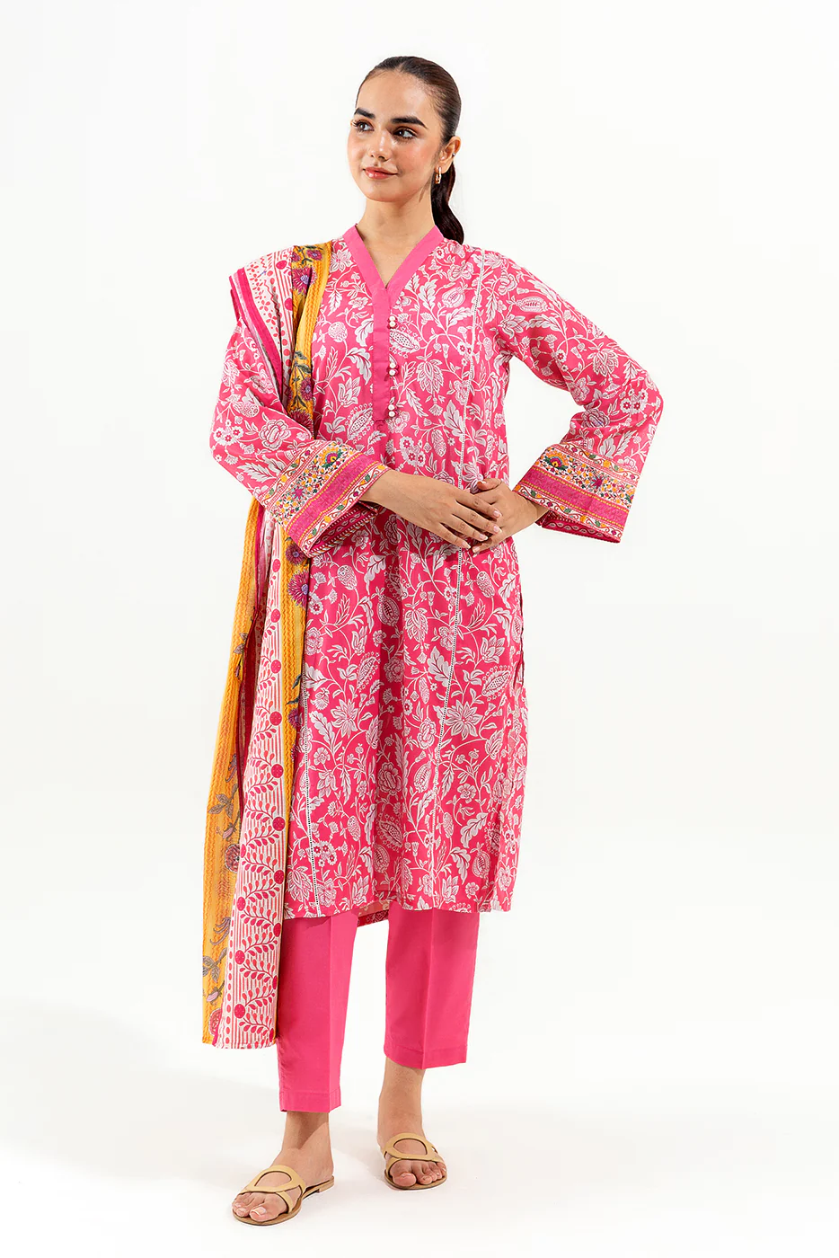 3 PIECE PRINTED LAWN SUIT (PRET) - Image 2