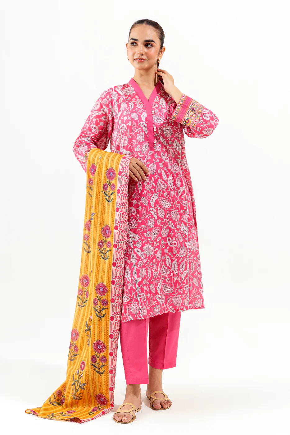 3 PIECE PRINTED LAWN SUIT (PRET) - Image 5