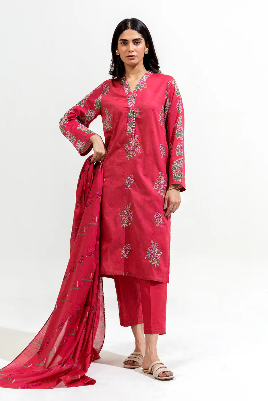3 PIECE PRINTED LAWN SUIT (PRET) - Image 4