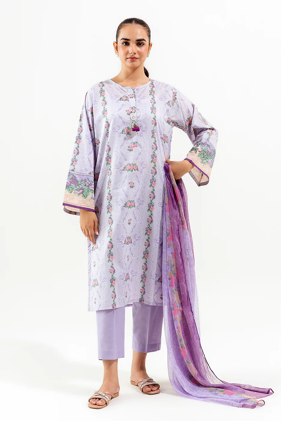 3 PIECE PRINTED LAWN SUIT (PRET) - Image 3