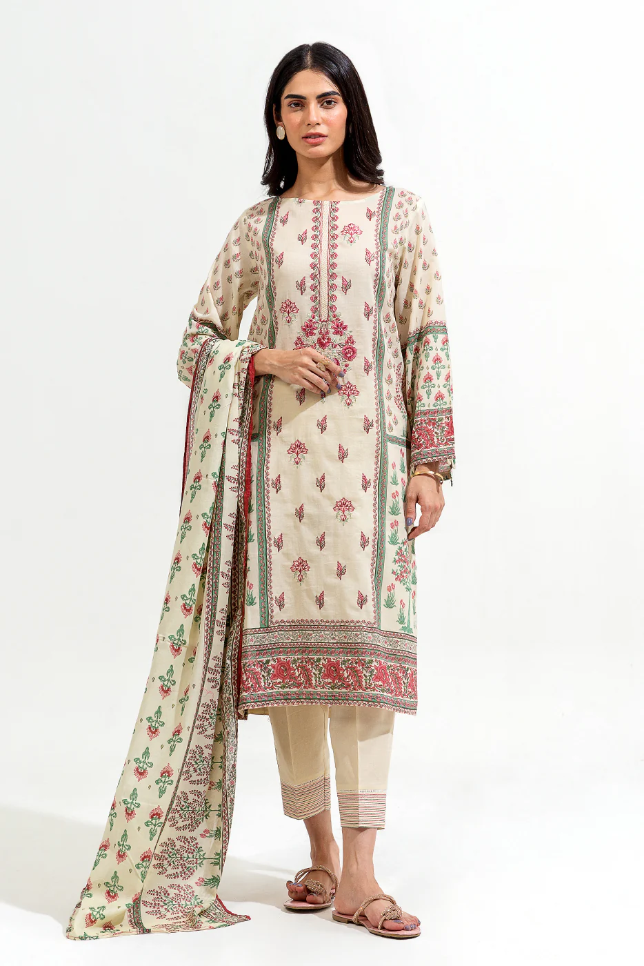 3 PIECE EMBROIDERED LAWN SUIT (PRET) - Image 5