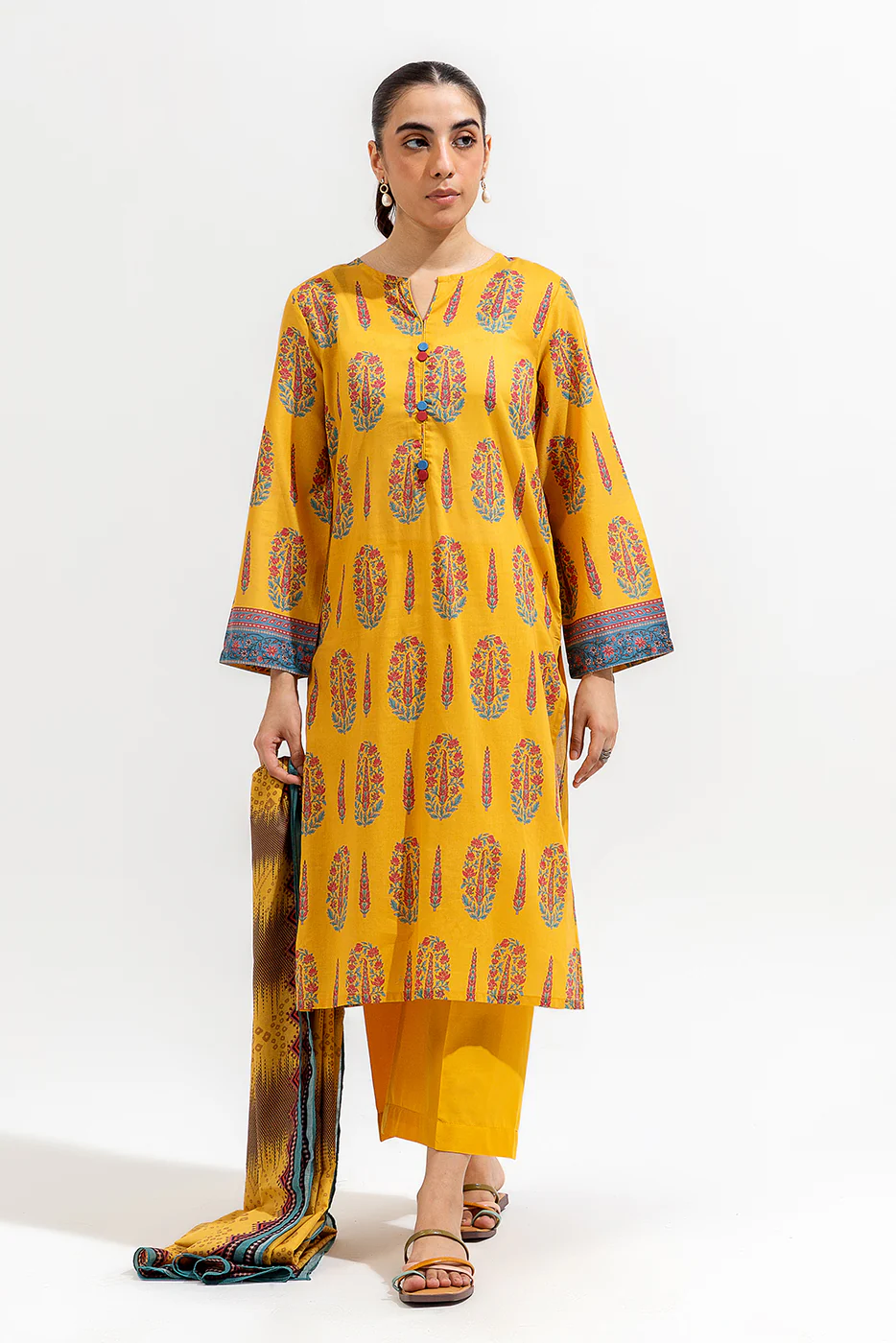 3 PIECE PRINTED LAWN SUIT (PRET) - Image 3