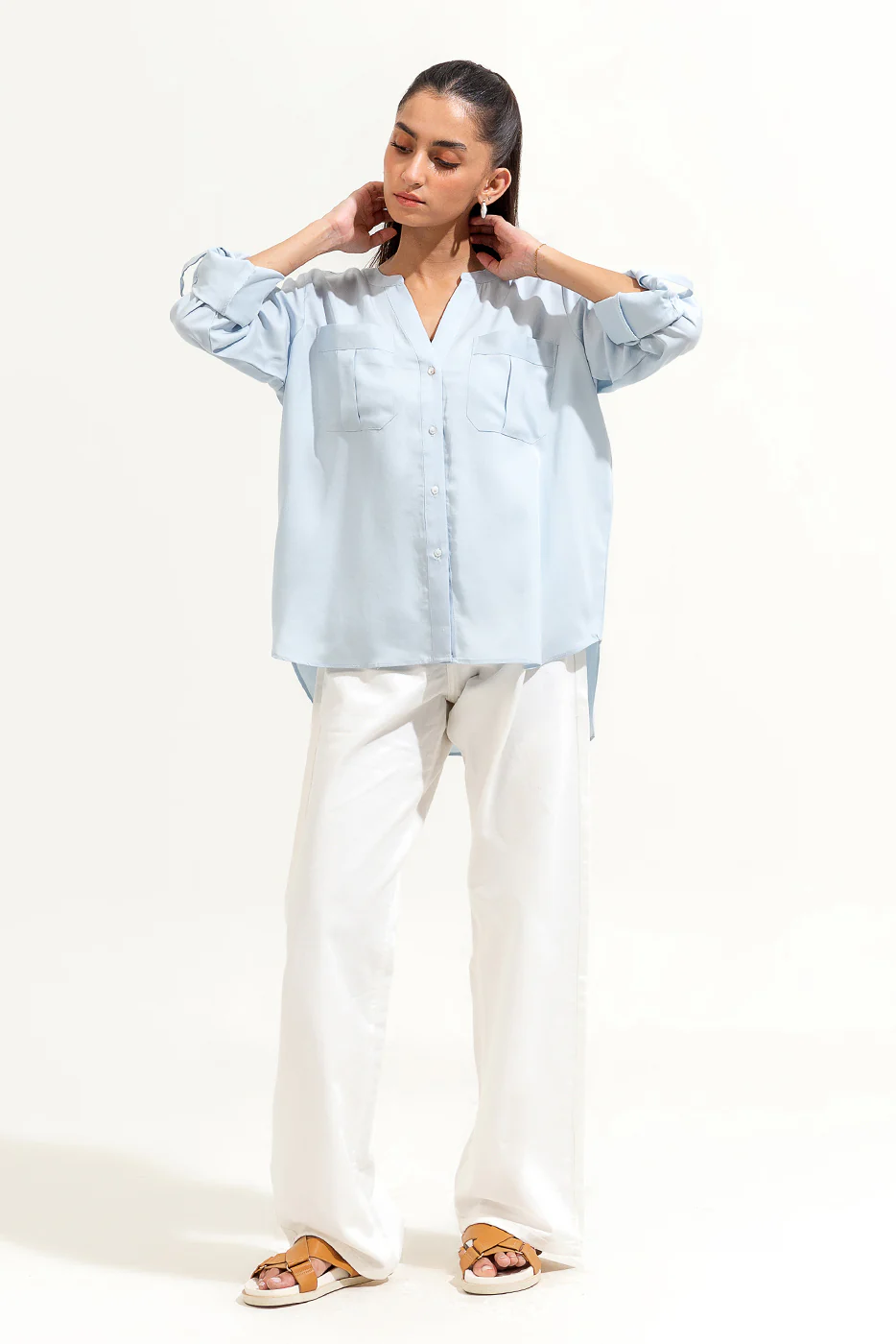 LIGHT BLUE BUTTON-THROUGH SHIRT - Image 2