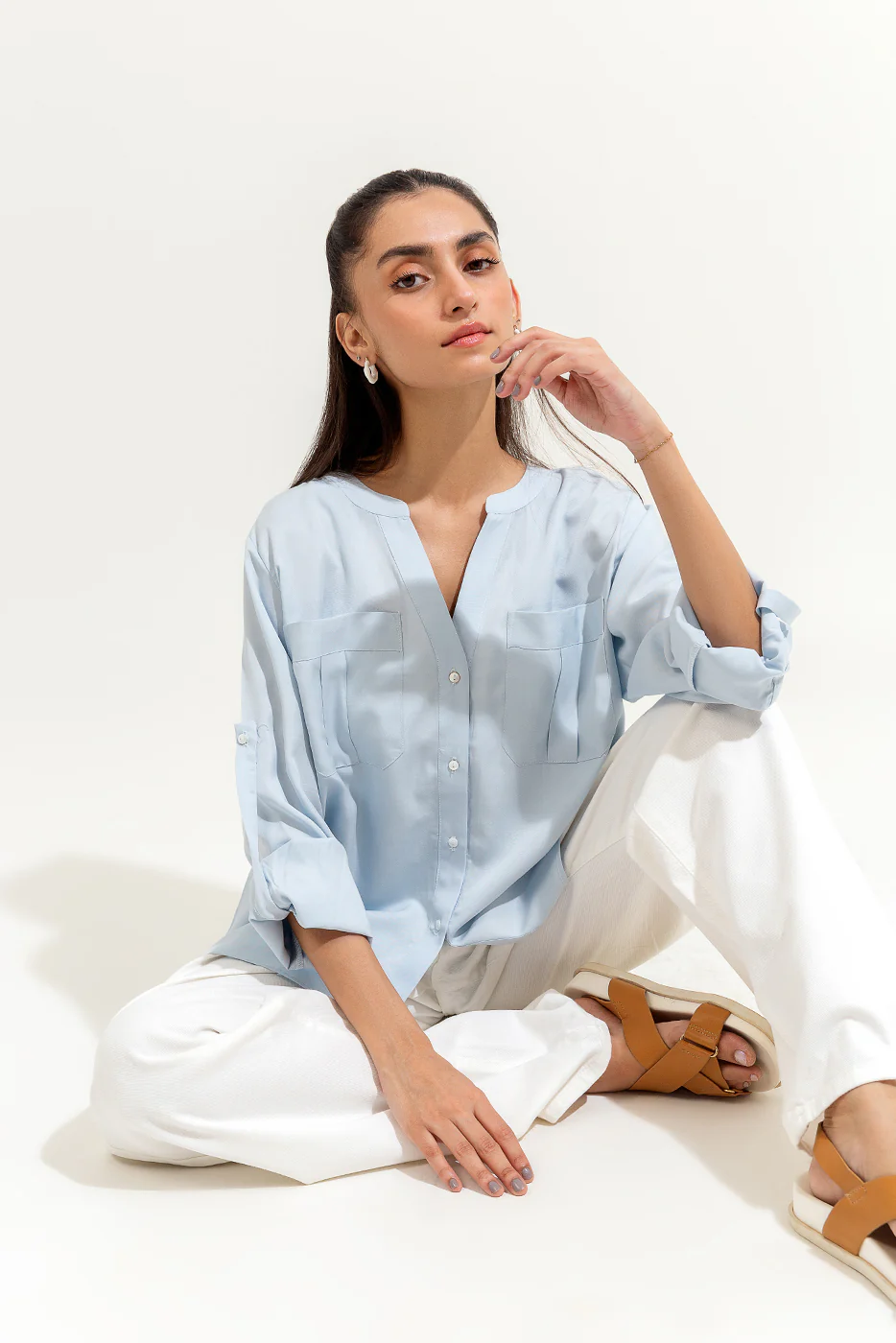 LIGHT BLUE BUTTON-THROUGH SHIRT - Image 4